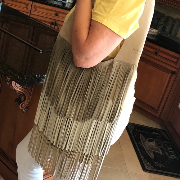 Hakei Handbags - NEW Hakei Suede Fringe Hobo style bag by Hakeilab